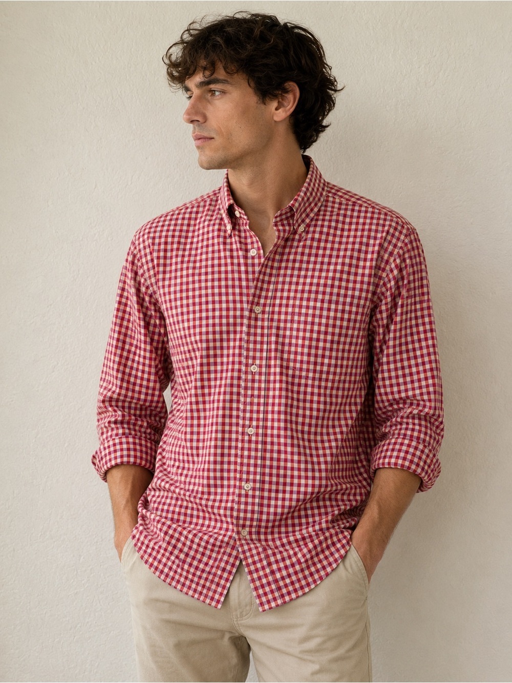 Peter Millar Men’s XL Pink Purple Gingham Check Button Down Shirt 100% Cotton